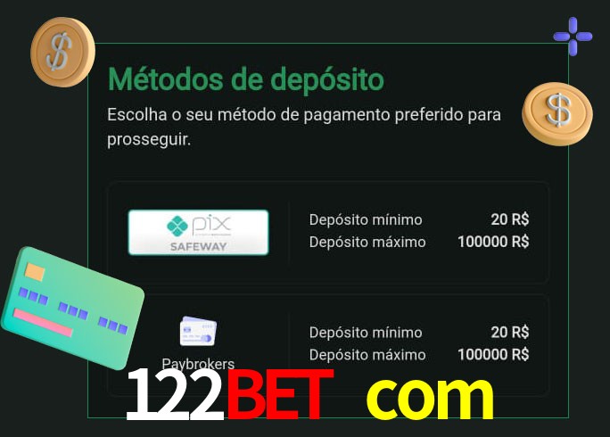 O cassino 122bet com oferece uma grande variedade de métodos de pagamento